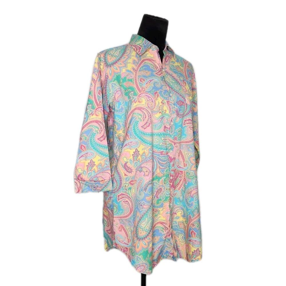 Ralph Lauren Garden Party Cotton Paisley Shirt Multicolor Button Up Shirt S - Picture 2 of 8